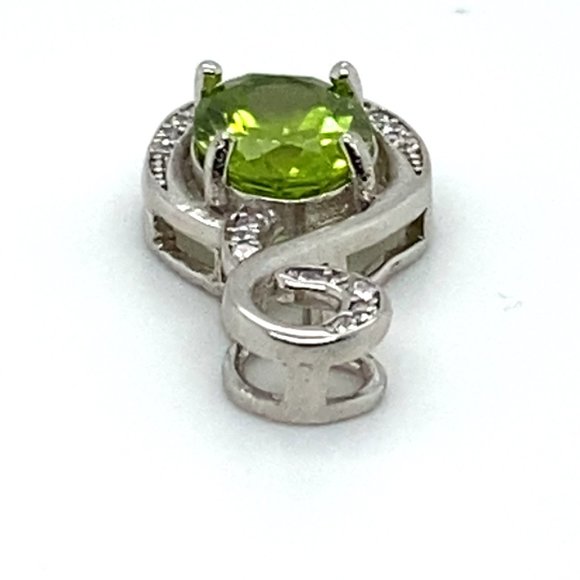 Peridot 1.65ct White Gold Finish Solid 925 Sterling Silver Pendant - Picture 7 of 7